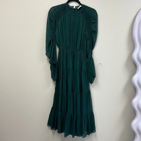 Noelle gathered silk midi dress - Picture 2 of 10